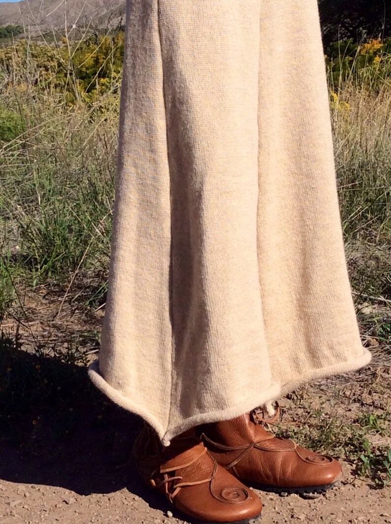 Long knit skirt-alpaca or organic, merino wool five panel skirt-made to order, maxi skirt image 4