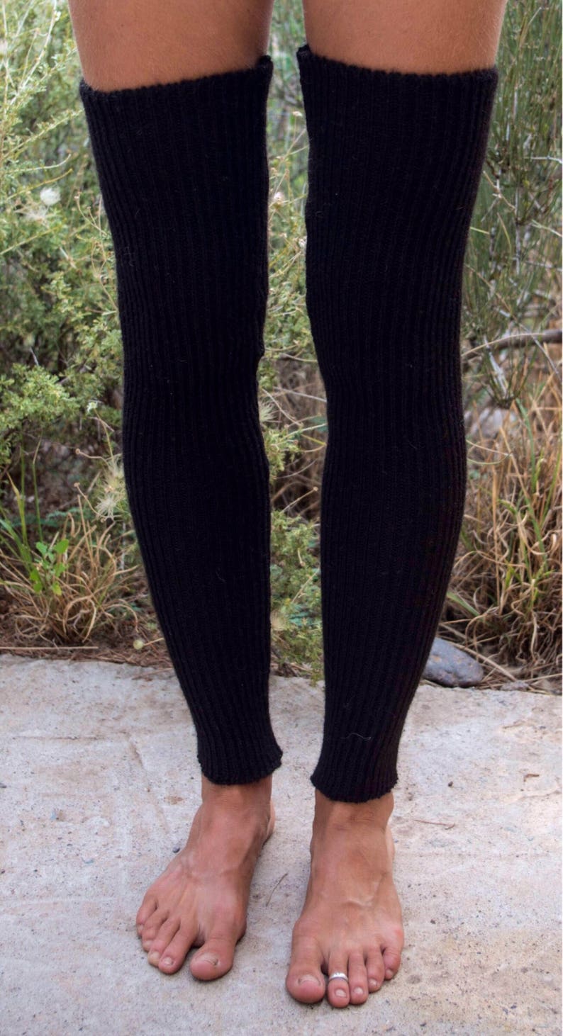 Alpaca, or organic merino wool, long, stretchy, knit, leg warmers image 2