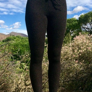 Thick, Alpaca or organic merino wool stretchy, rib knit, leggings tights image 6