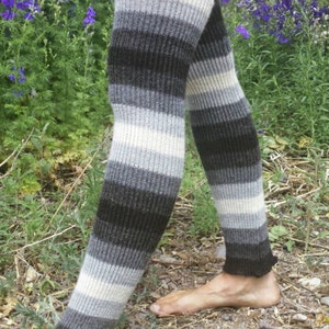 Alpaca or organic merino wool, striped leg warmers, made to order