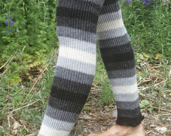 Alpaca or organic merino wool-striped leg warmers-made to order