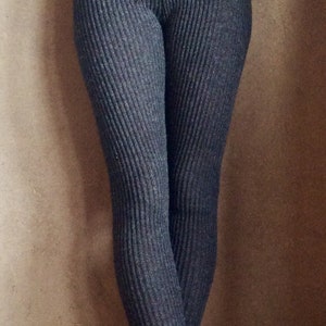 Thick, Alpaca or organic merino wool stretchy, rib knit, leggings tights image 1