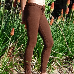 Knit, alpaca or organic merino wool tights pants stockings plain solid color-made to order image 2