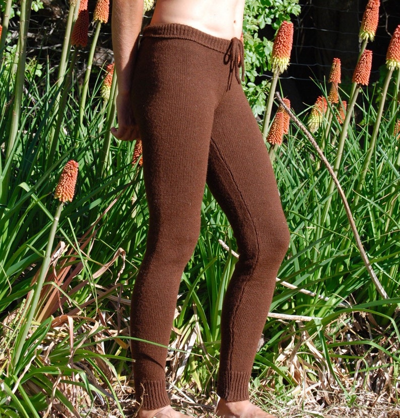 Knit, alpaca or organic merino wool tights pants stockings plain solid color-made to order image 2