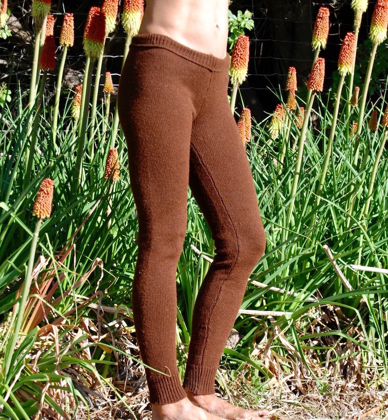 Knit, alpaca or organic merino wool tights pants stockings plain solid color-made to order image 1
