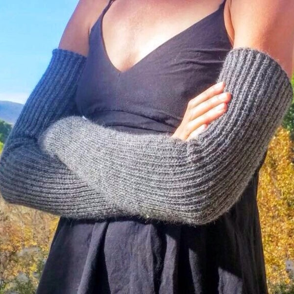 Long, natural alpaca, or organic merino wool, arm warmers, sleeves