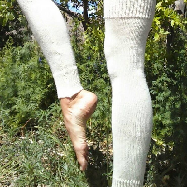 long alpaca/organic merino wool leg warmers, plain-no design-made to order