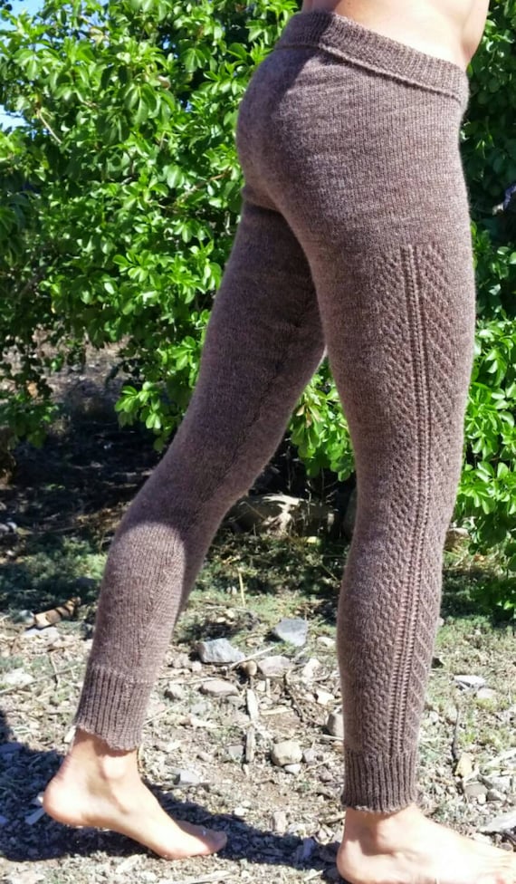 Knitted Warm Leggings for Women Skinny Wool Alpaca Pants Trousers