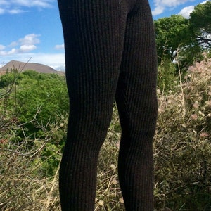 Thick, Alpaca or organic merino wool stretchy, rib knit, leggings tights image 4