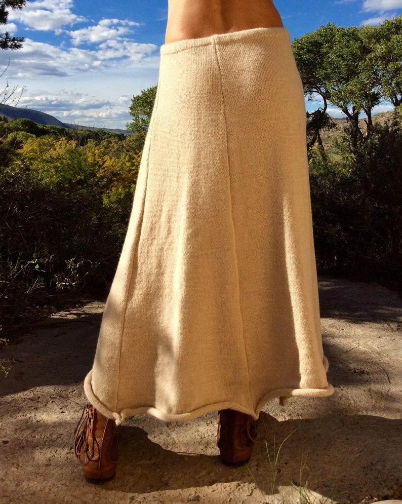 Long knit skirt-alpaca or organic, merino wool five panel skirt-made to order, maxi skirt image 2