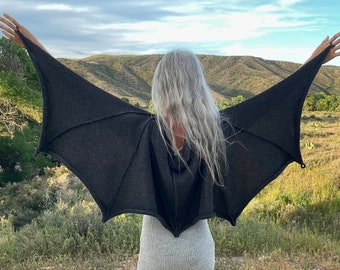 Bat wings shawl, knit with natural, un-dyed alpaca or organic merino wool-made to order