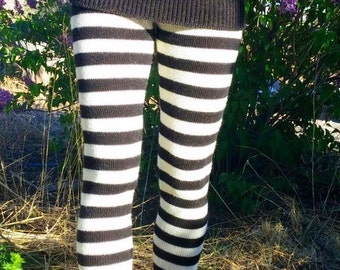 Knit alpaca striped leggings-made to order