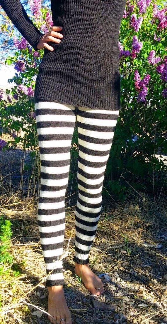 Knit Alpaca Striped Leggings-made to Order 