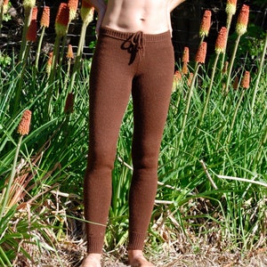 Knit, alpaca or organic merino wool tights pants stockings plain solid color-made to order image 3