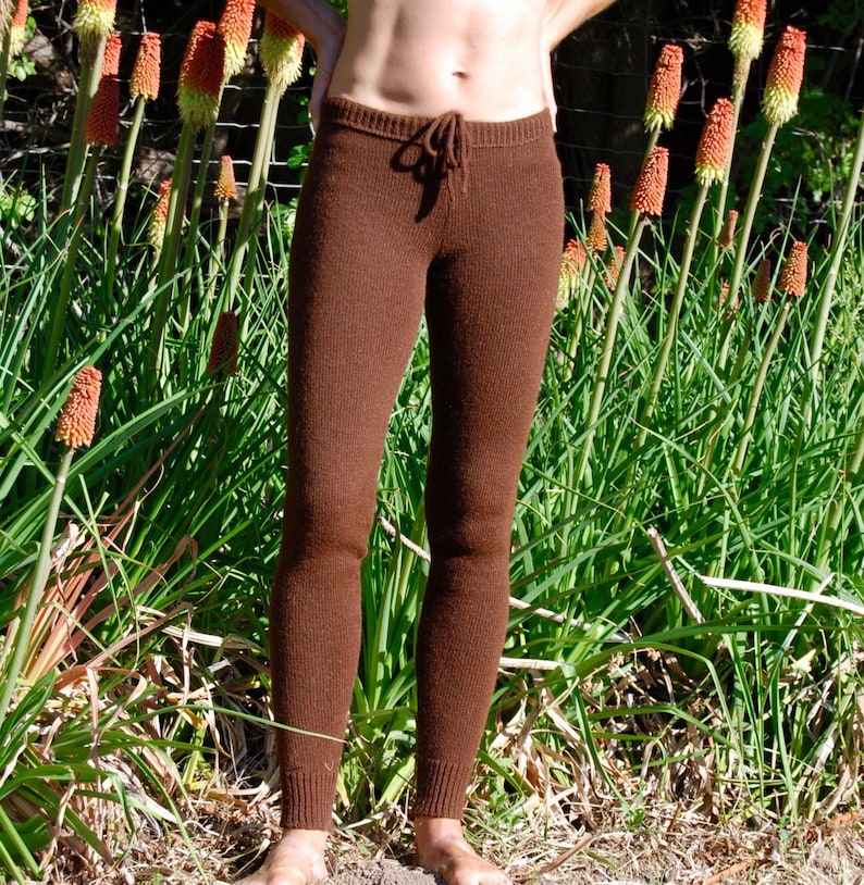 Knit, alpaca or organic merino wool tights pants stockings plain solid color-made to order image 3