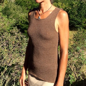 Alpaca or organic merino wool, knit tank top, natural colors-made to order