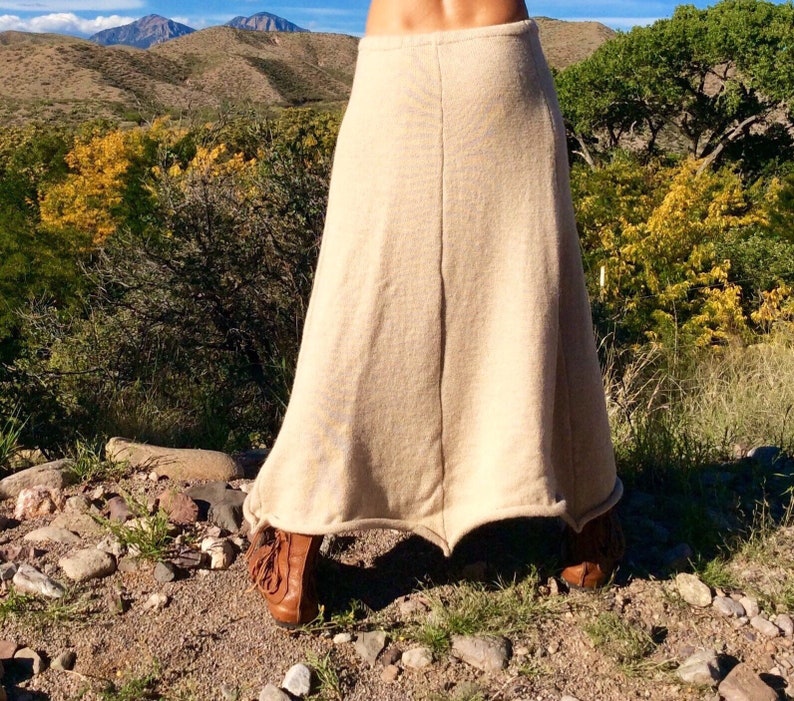 Long knit skirt-alpaca or organic, merino wool five panel skirt-made to order, maxi skirt image 3