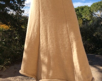 Long knit skirt-alpaca (or organic, merino wool) five panel skirt-made to order, maxi skirt