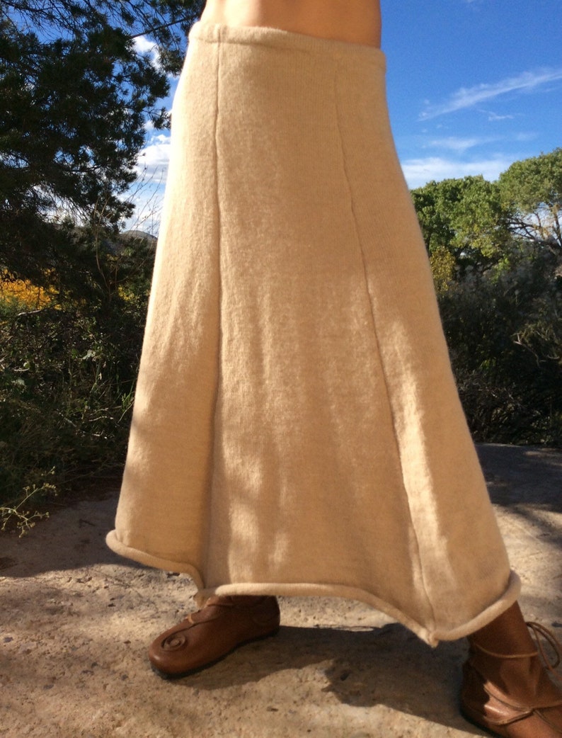 Long knit skirt-alpaca or organic, merino wool five panel skirt-made to order, maxi skirt image 1