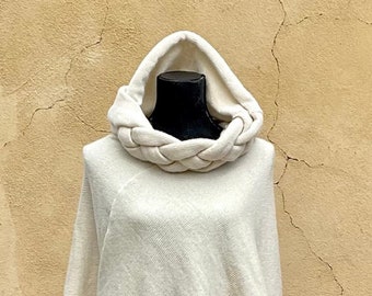 Braided cowl/hood—poncho add on—poncho sold separately