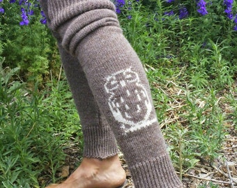Long alpaca or organic merino wool leg warmers - leggings- knit with design-made to order