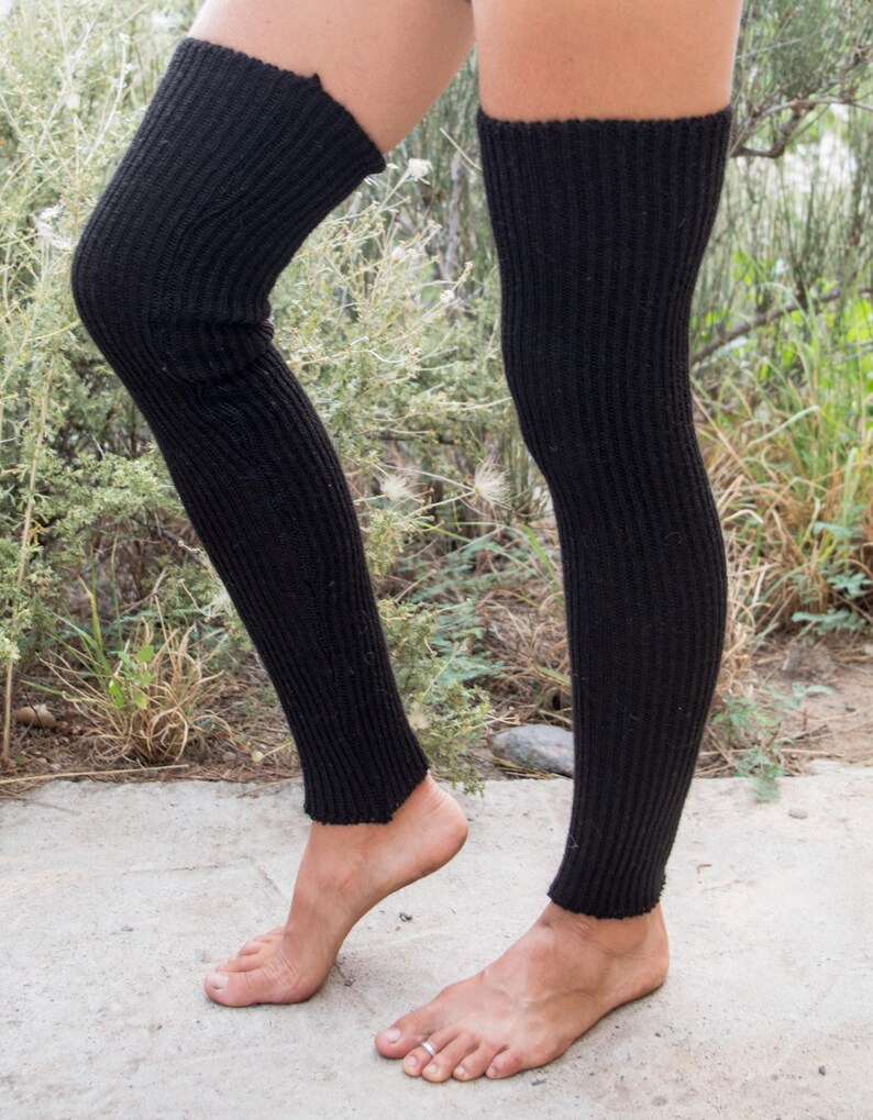 Alpaca, or organic merino wool, long, stretchy, knit, leg warmers image 4