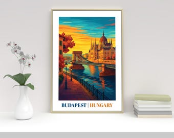 BUDAPEST HUNGARY Travel Poster Print: Vintage Style Location Retro Art Lovers