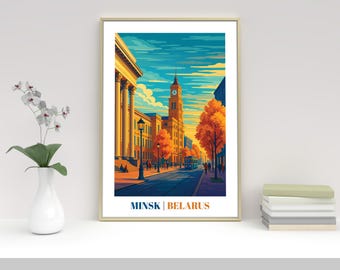 MINSK BELARUS Travel Poster Print: Vintage Style Location Retro Art Lovers