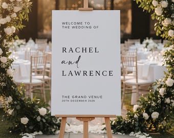 Personalised Minimalist Wedding Welcome Sign, Elegant Celebration Decor (A1 A2 A3 A4)