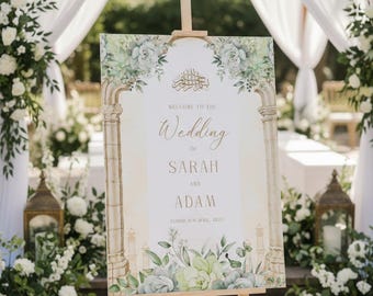 Personalised Nikkah Wedding Welcome Sign, Classic Elegant Arch Nikah Board (A1 A2 A3 A4)