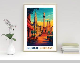 MUNICH GERMANY Travel Poster Print: Vintage Style Location Retro Art Lovers