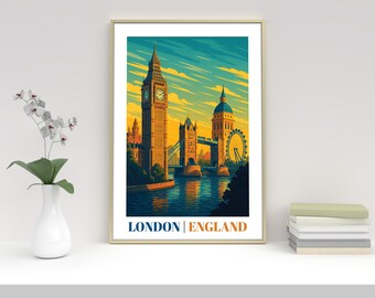 LONDON Travel Poster Print: Vintage Style Location Retro Art Lovers