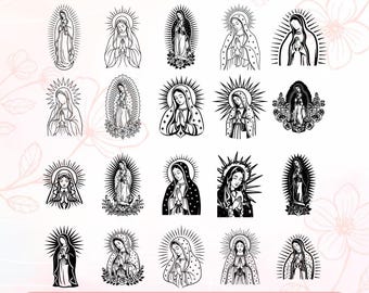 Paquete de contornos de la Virgen de Guadalupe SVG, contorno de la Madre María Virgen de Guadalupe svg png, Nuestra Señora de Guadalupe svg, archivo Cricut