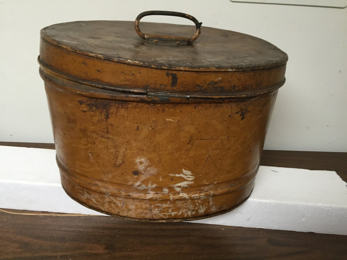 Vintage Metal Box with Hinged Lid Etsy