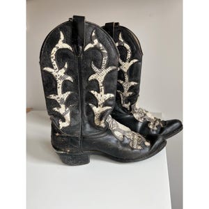 VTG Laredo Python Snakeskin Inlay Western Cowboy Boots Men's Size 9 D USA