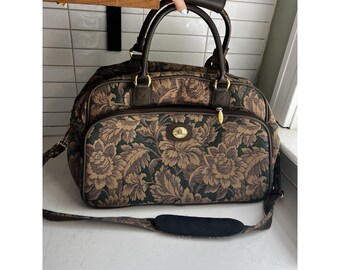 Vintage Protocol Floral Tapestry Overnight Travel Luggage Weekender Carry On