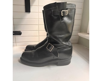 Fireman Boots | Vintage 1960s Leather Boots | Black Biker Moto