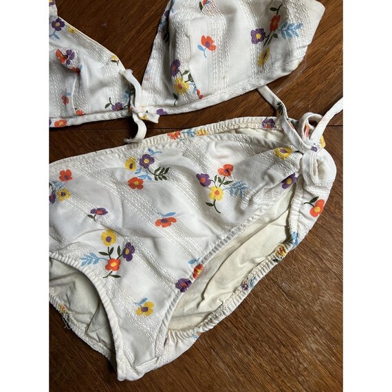 Vintage 1960s Mod Floral Flower Power 2 Pc Bikini… - image 3