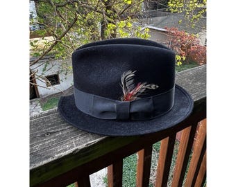 Goorin Bros. Fedora Hat "The Doctor" Black Large w/ Feathers