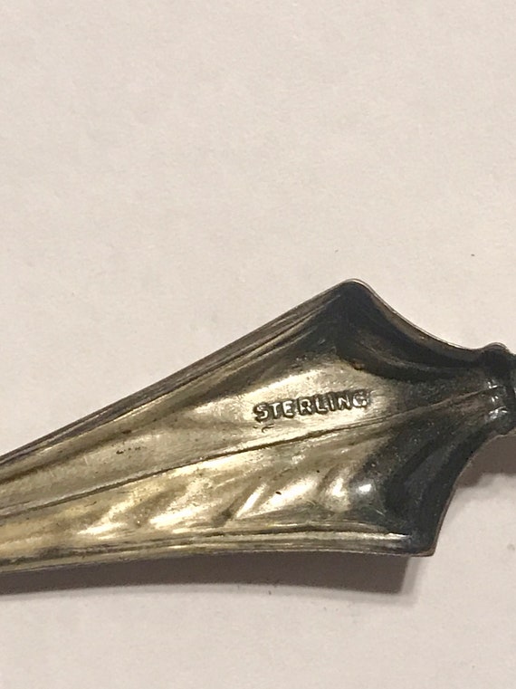 Vintage Sterling Closed Umbrella Brooch - image 2