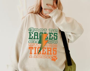 Custom Football House Divided Hoodie: Two Team Mascot Sweatshirt, Personalized Spirit Gift, S739