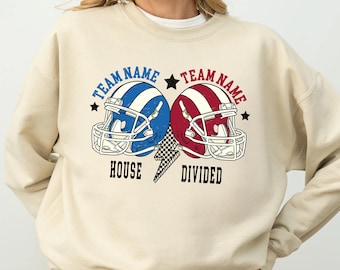 Custom House Divided Mascot Sweatshirt, School Spirit Hoodie,Two Team Sports Family Shirt, Sports Fan Gift, S745