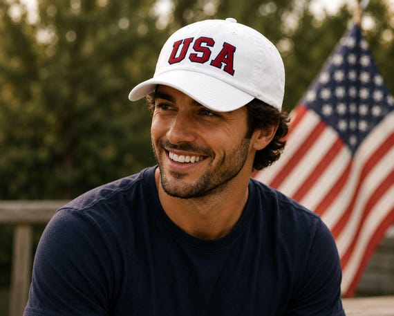 Embroidered Vintage USA Hat, Independence Day Cap, Patriotic USA 4th of July Gift, S1325