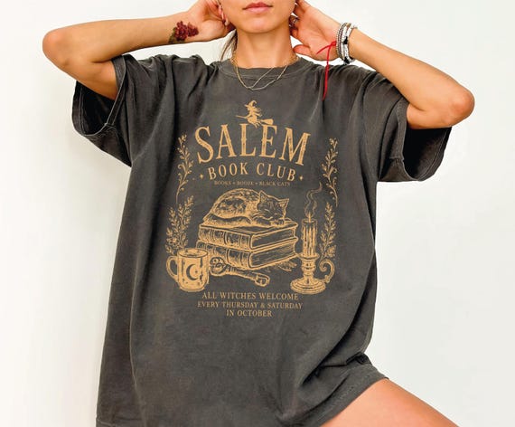 Comfort Colors Salem Book Club Shirt: Spooky Bookish Tee, Halloween Shirt, Witchy Book Lover Gift, S1433