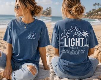 Camiseta Comfort Colors Salt And Light, camiseta con versículo bíblico Mateo 5:13-14, camiseta cristiana playera, regalo moderno con temática religiosa, S1520