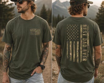 Camiseta Comfort Colors "El mejor papá del mundo", camiseta con estampado de camuflaje y bandera estadounidense, regalo para papás patriotas, regalo para el Día del Padre, S1293