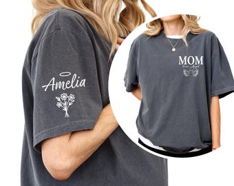 Custom Mom of An Angel Comfort Colors Shirt: Personalized Baby Memorial Gift, S460
