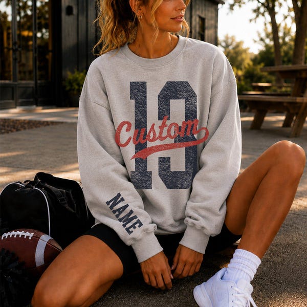 Custom Mascot Name And Number Sweatshirt, Personalized School Spirit Hoodie, Team Name Football Baseball Softball Game Day Gift, S1592