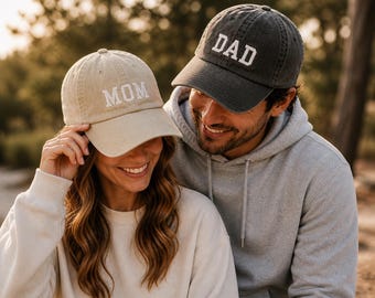 Embroidered Mom Dad Hat, Everyday Mom Dad Cap, New Parent Gift, Embroidered Couple Caps, S1281