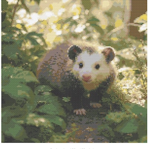 Morning Opossum Cross Stitch Pattern